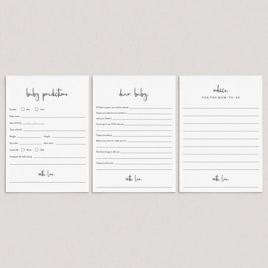 Modern Baby Shower Advice, Wishes and Predictions Cards by LittleSizzle