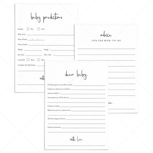 Modern Baby Shower Advice, Wishes and Predictions Cards by LittleSizzle