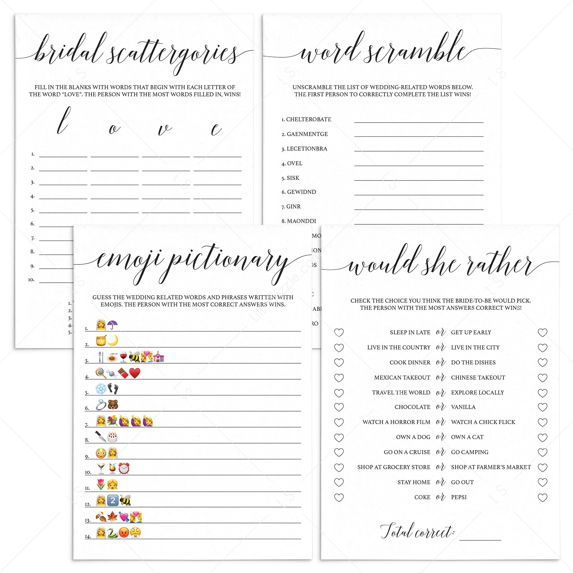 4 Virtual Bridal Shower Games Minimalist by LittleSizzle