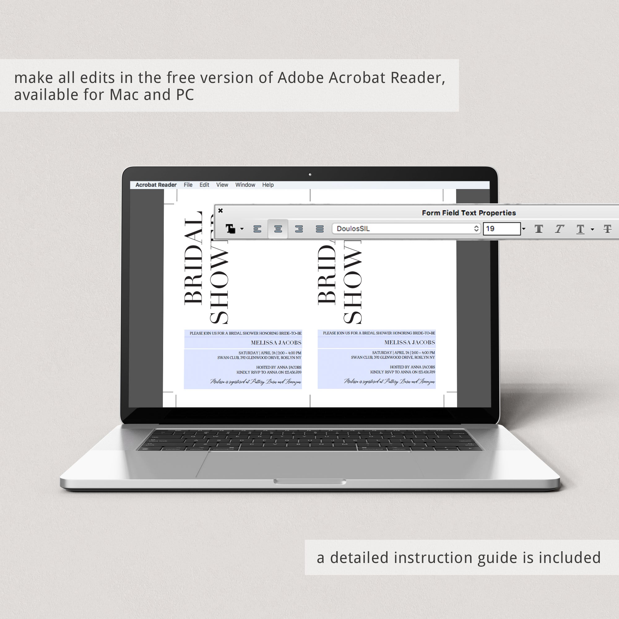 Black and white bridal shower invite editable template by LittleSizzle