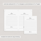 Modern Wedding Advice Cards Printable