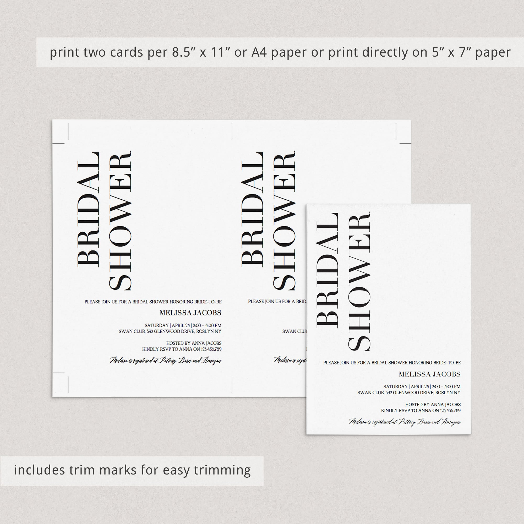 DIY bridal shower invites minimal theme by LittleSizzle