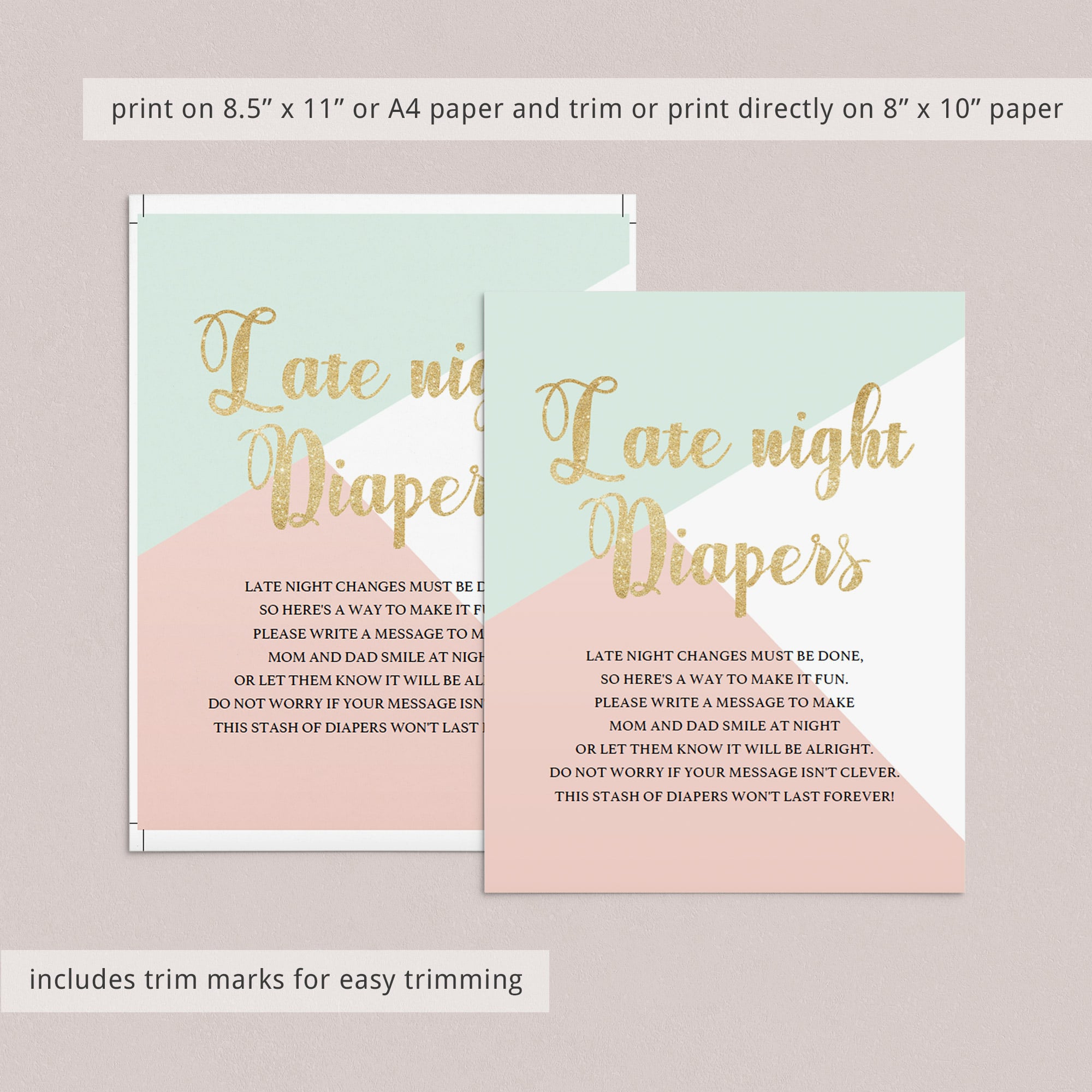 Mint and gold printable baby sprinkle sign by LittleSizzle