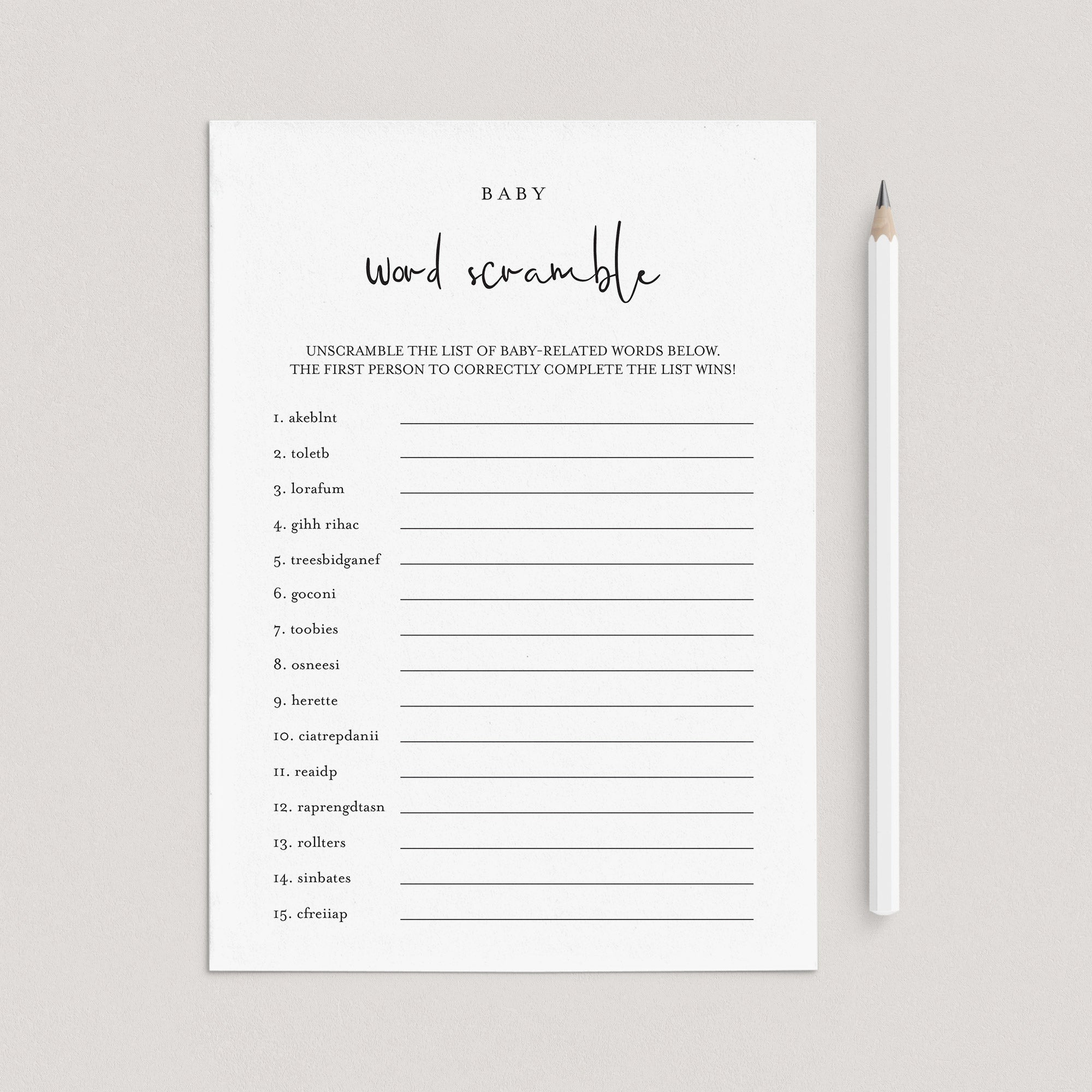 Word Scramble BabyShower Game Printable by LittleSizzle