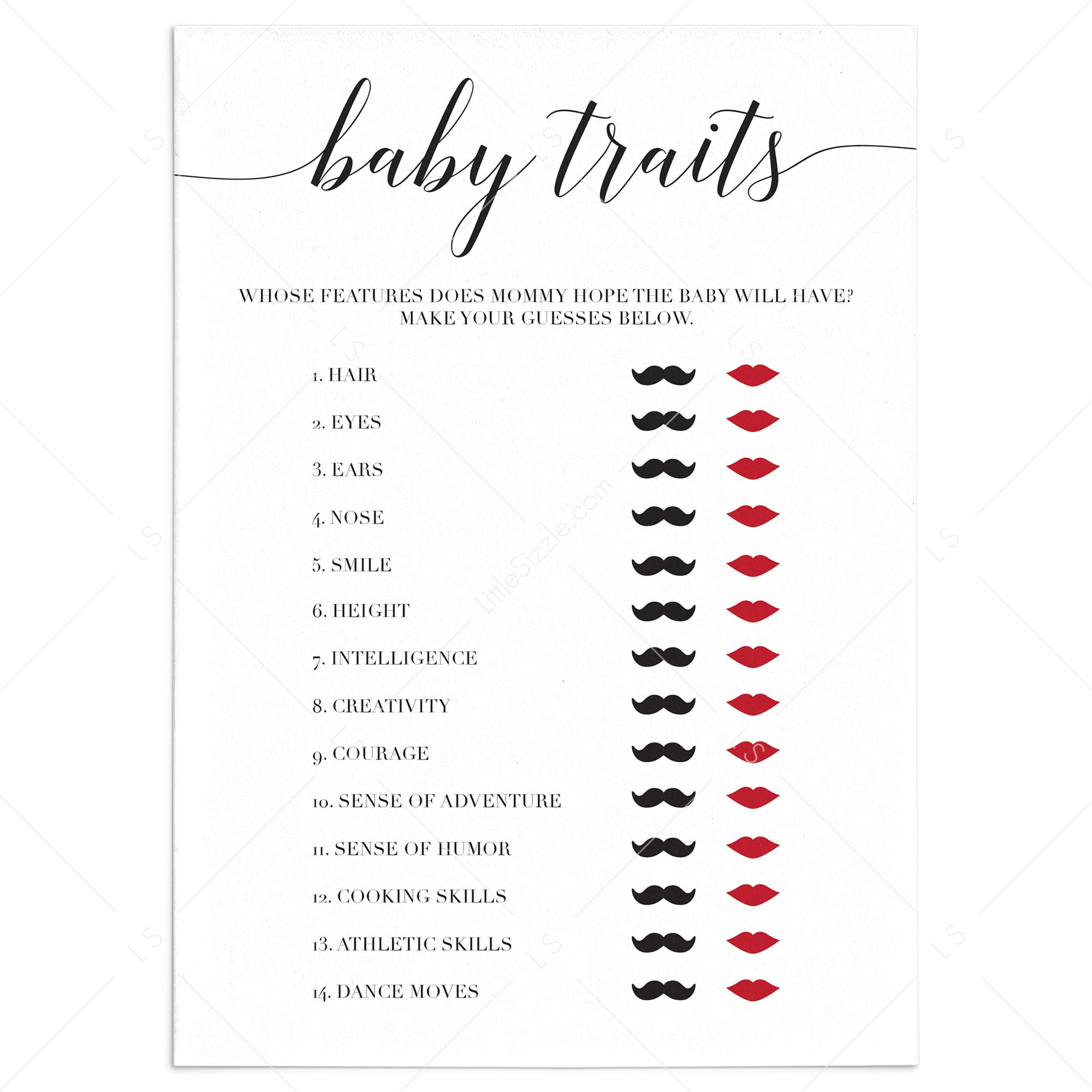 White baby shower games printable by LittleSizzle