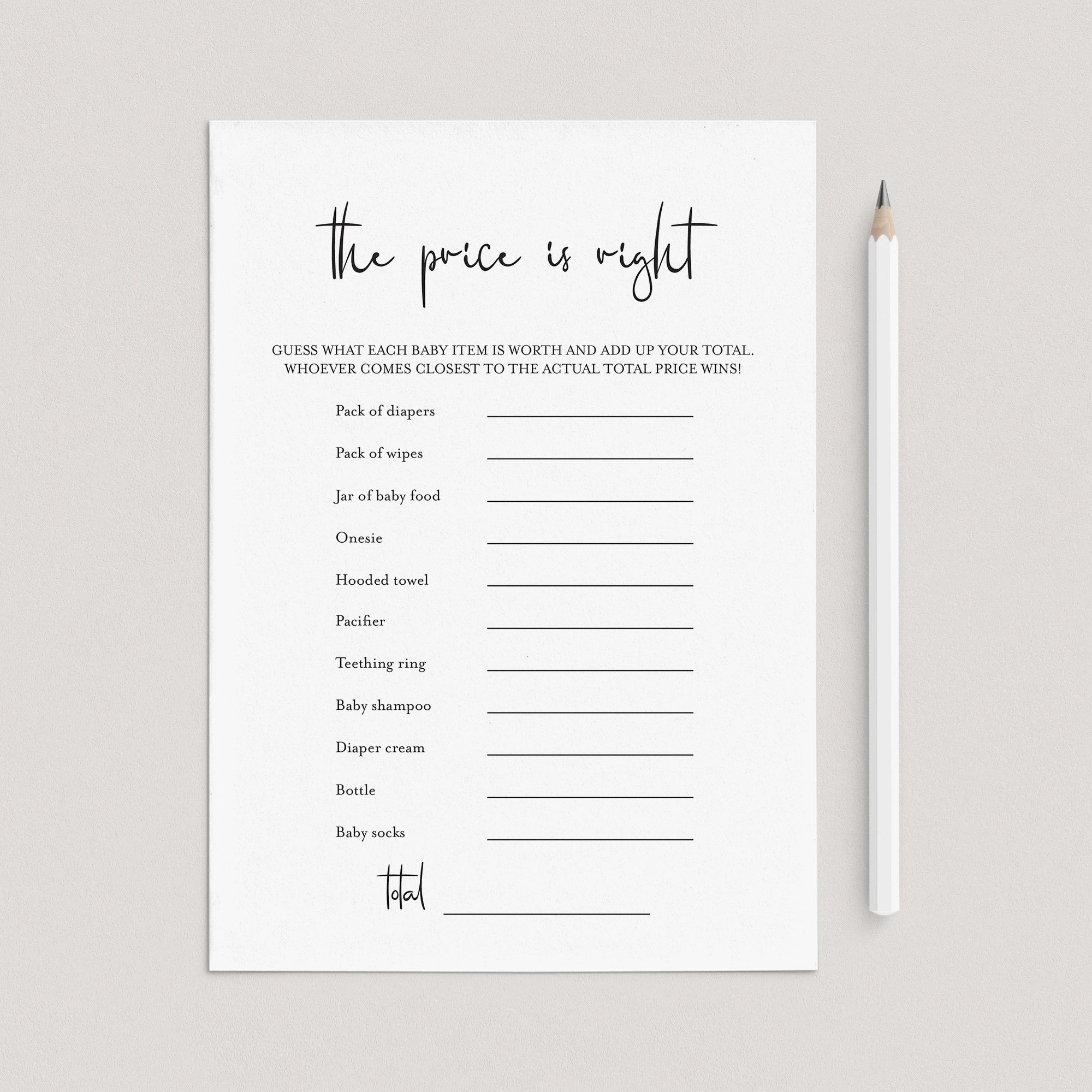 Modern Baby Shower Game The Price Is Right Download by LittleSizzle