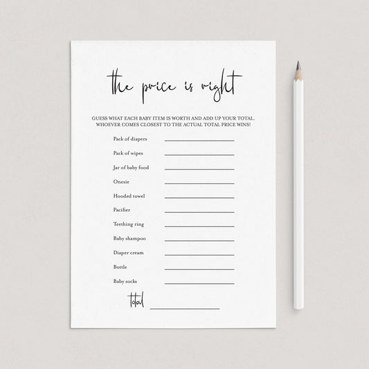 Modern Baby Shower Game The Price Is Right Download by LittleSizzle