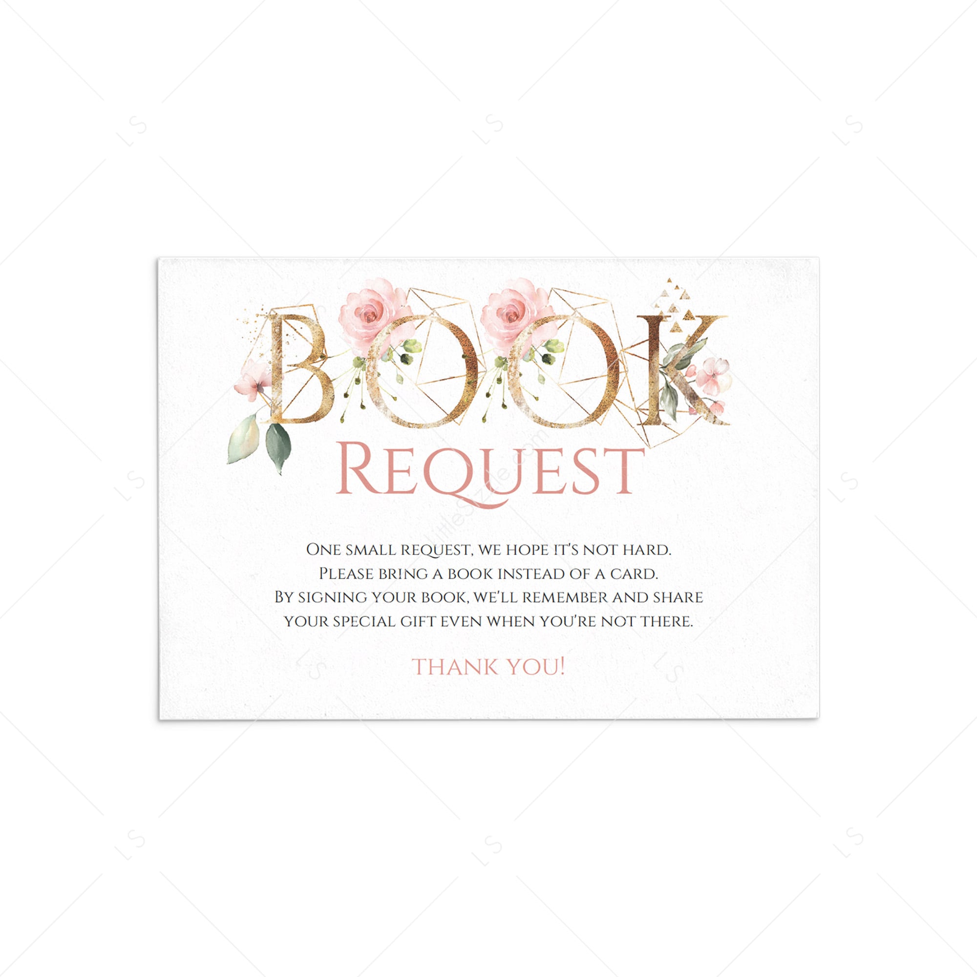 Floral gold baby shower books for baby cards by LittleSizzle