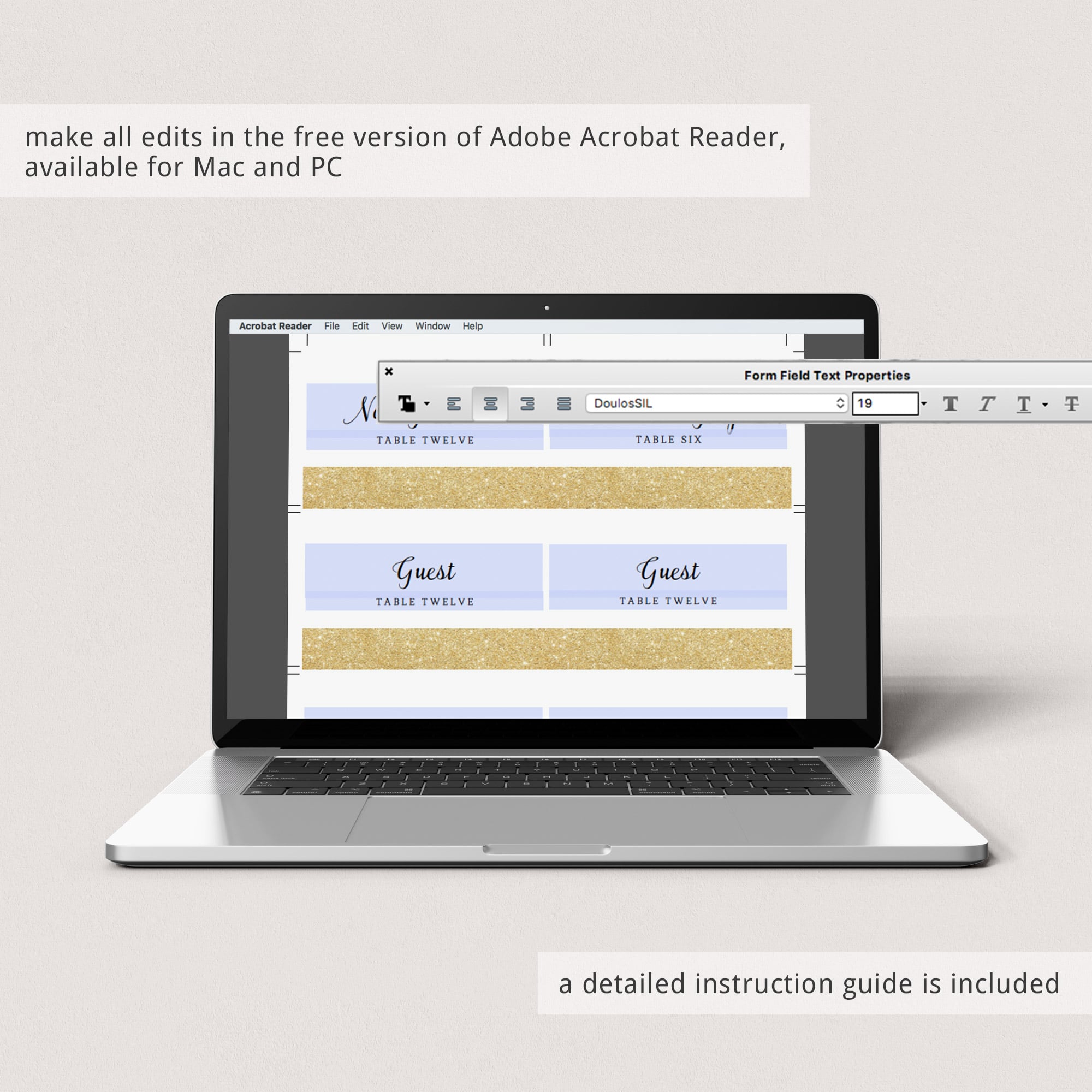 Printable wedding place cards gold by LittleSizzle