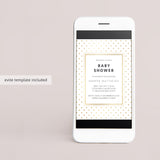 Gold dots baby shower evite download by LittleSizzle