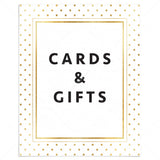 Gold polka dots shower cards and gifts sign printable by LittleSizzle