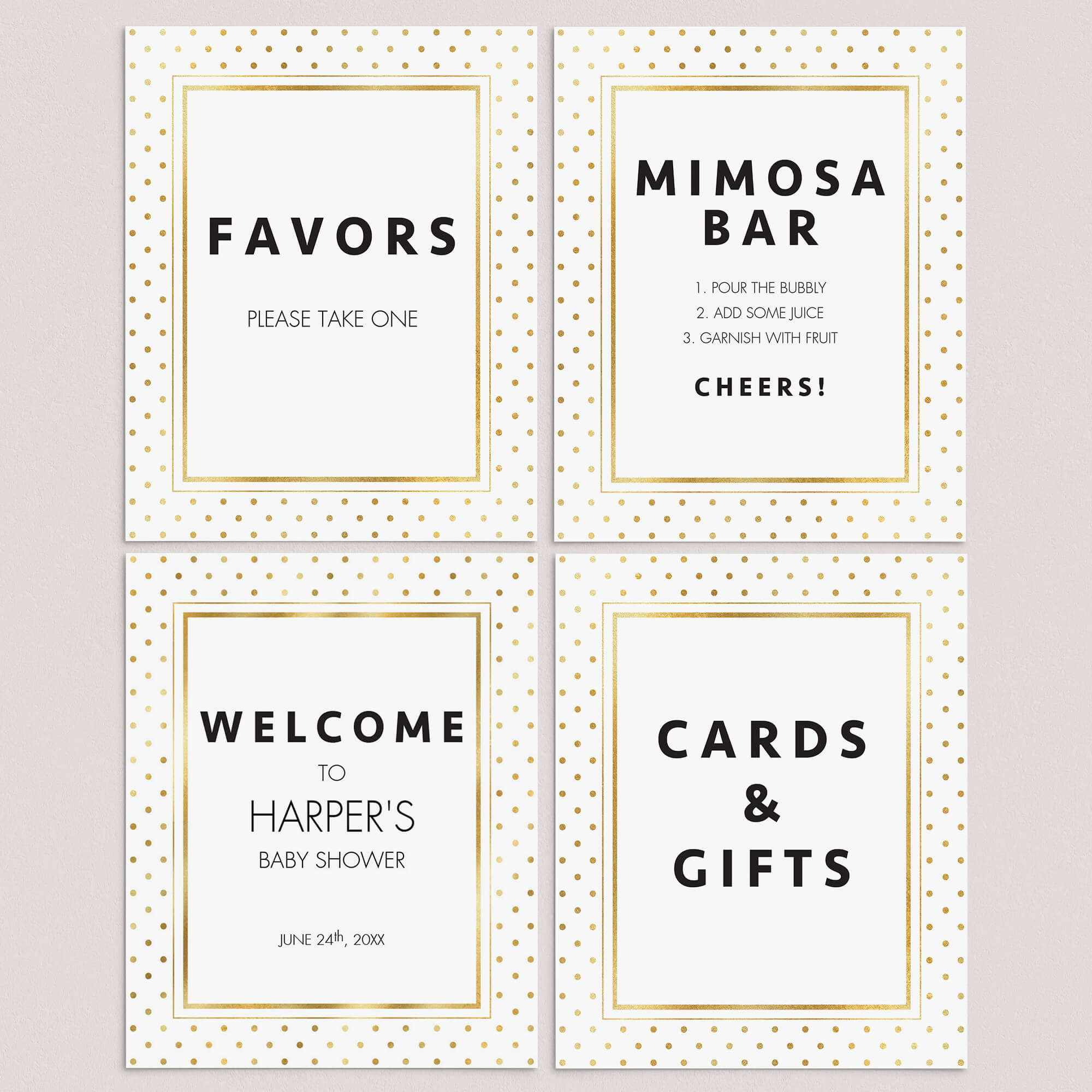 Printable Glitter Party Decor Package Gold by LittleSizzle