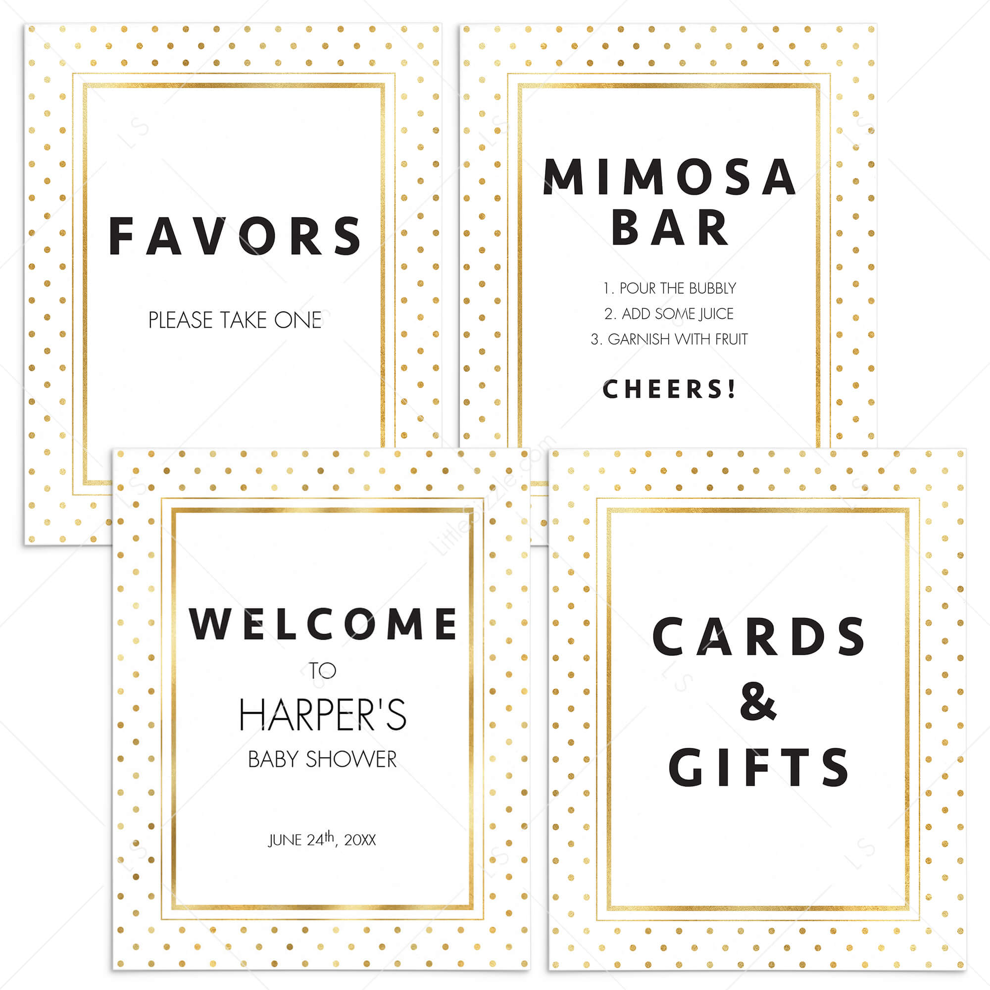 Printable Glitter Party Decor Package Gold by LittleSizzle