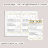 Gold Polka Dots Nursery Rhyme Shower Game Printable