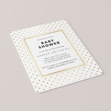 White and Gold Baby Shower Invitation Template