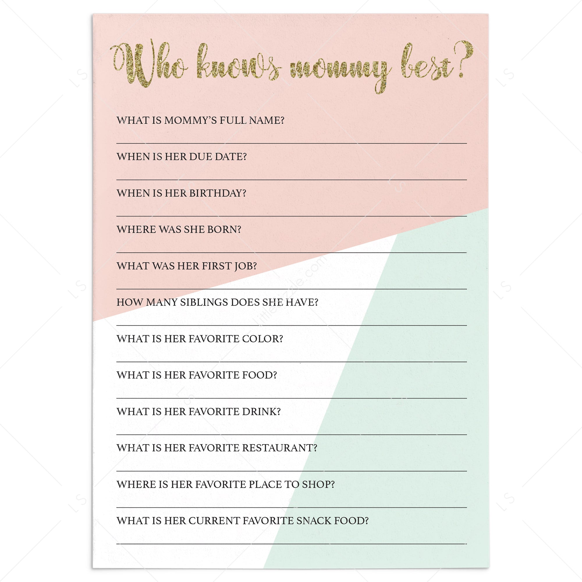 Who knows mommy best game for baby shower by LittleSizzle