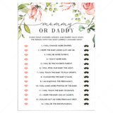 Mommy daddy baby shower game floral theme by LittleSizzle