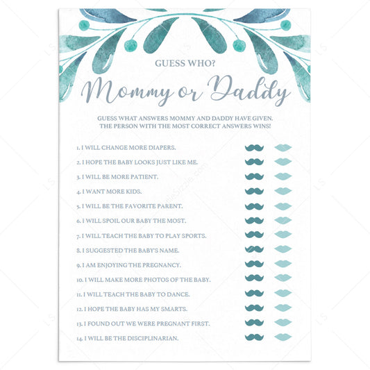 Guess Who Said What Mommy or Daddy Baby Shower Game by LittleSizzle