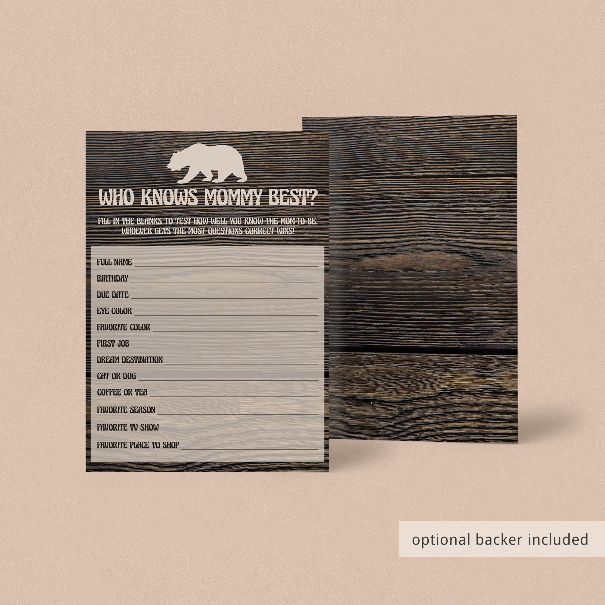 Forest baby shower who knows mommy best game by LittleSizzle