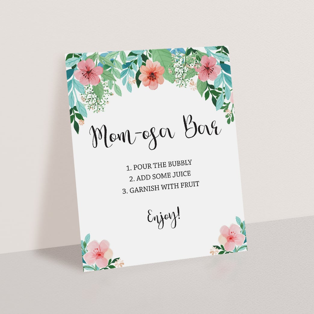 Girl shower momosa bar sign printable by LittleSizzle