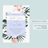 Tropical Bridal Shower Invite Template Instant Download