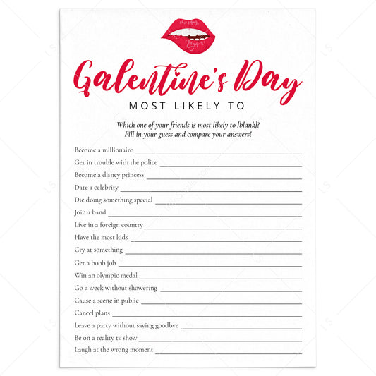 Who Is Most Likely To Game for Galentine's Day Printable by LittleSizzle