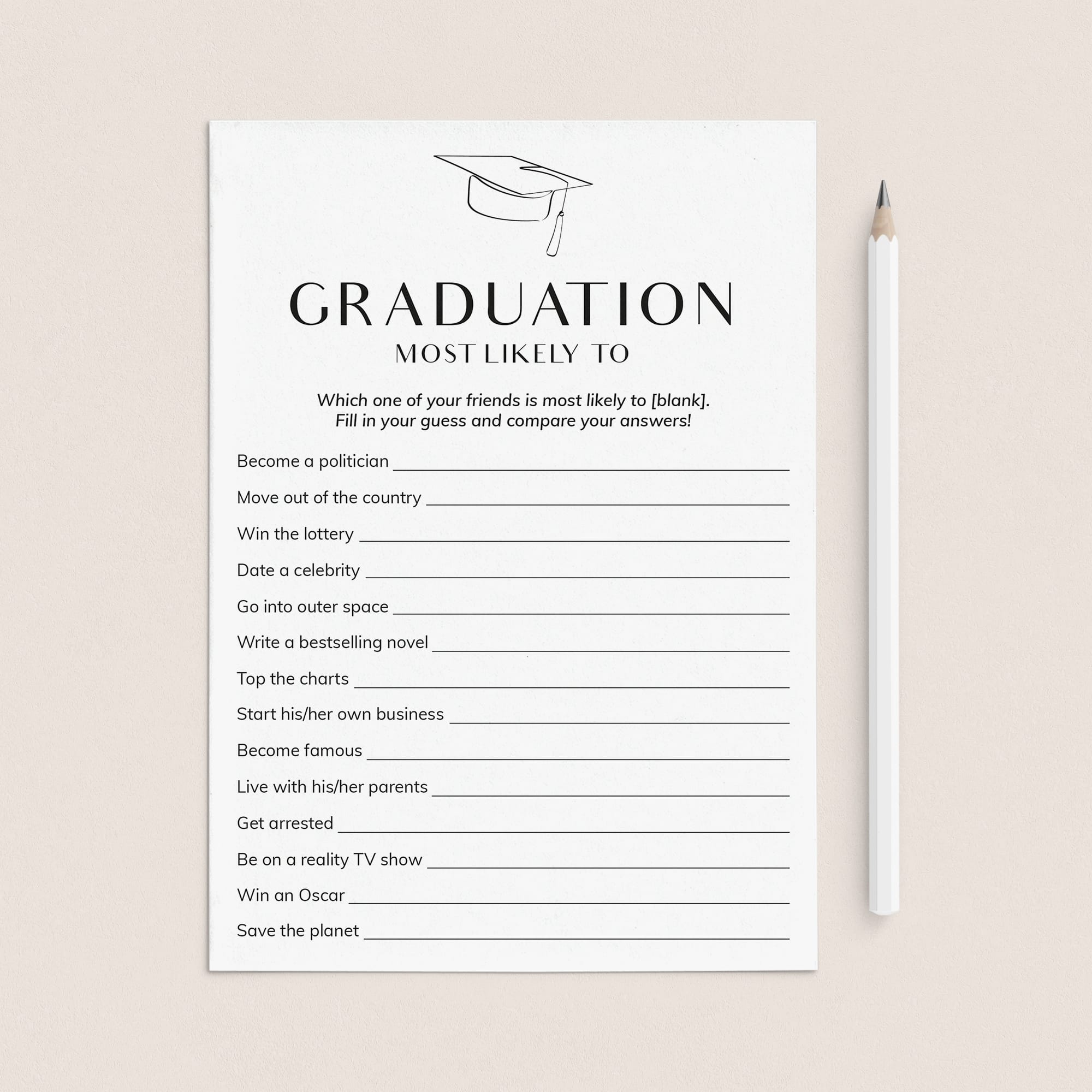 Funny Graduation Party Game Who Is Most Likely To Printable