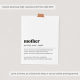 Mother Definition Print Instant Download