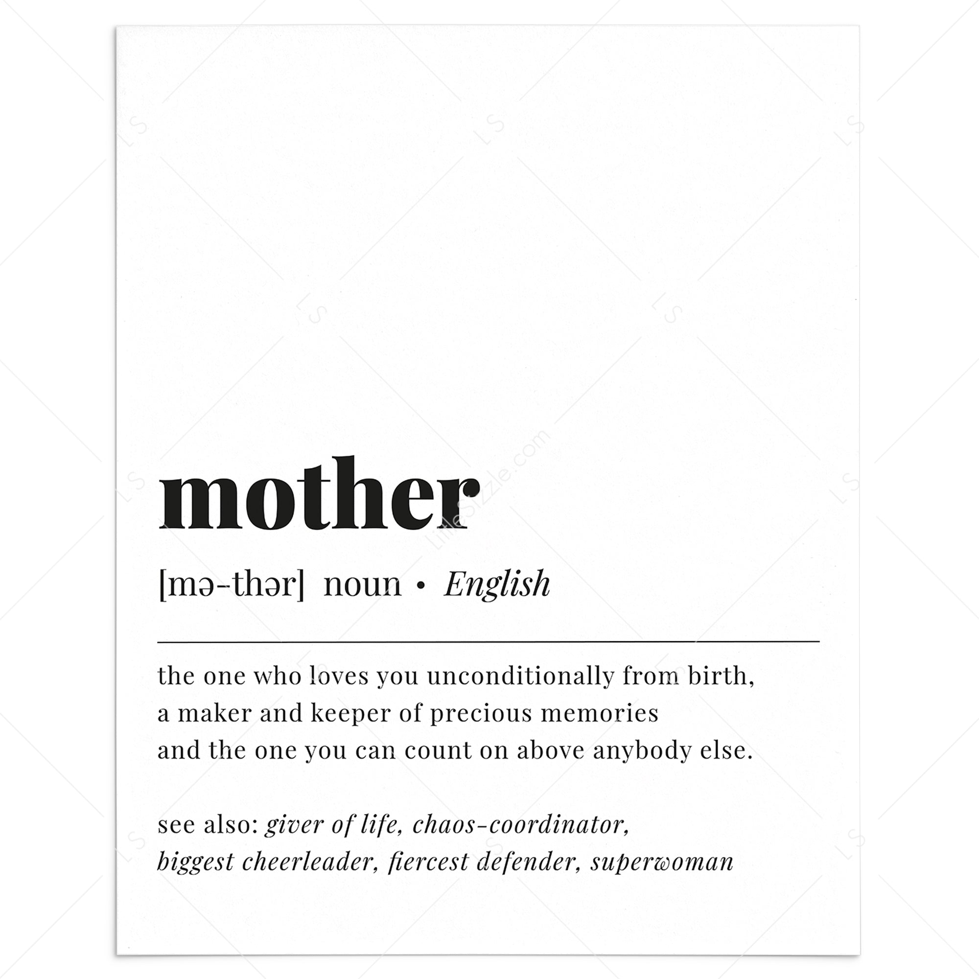 Mother Definition Printable by LittleSizzle