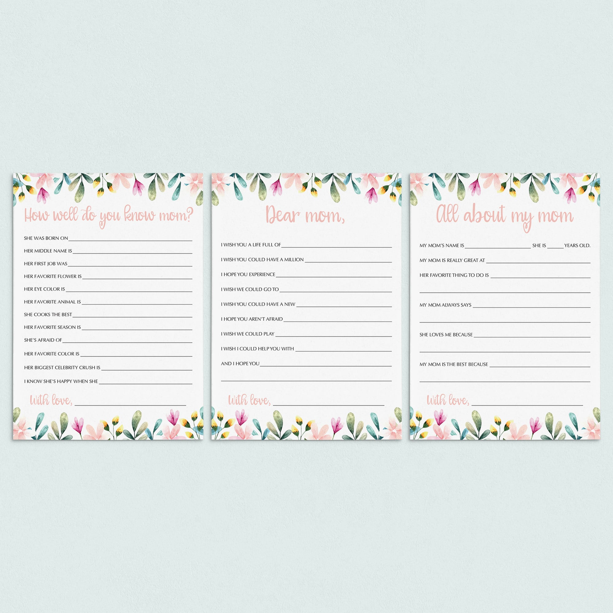 Personalized Mother's Day Cards Instant Download by LittleSizzle