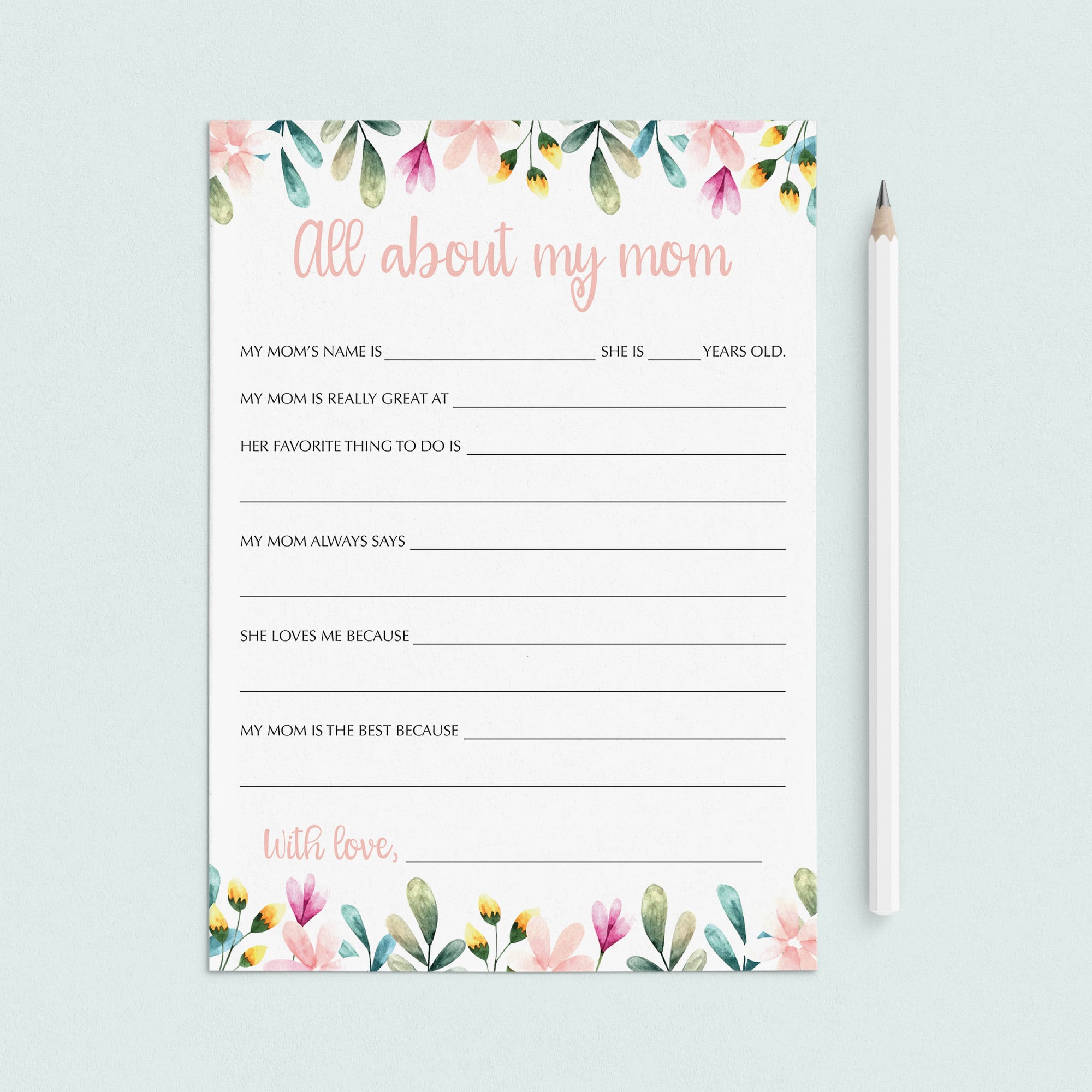 All About My Mom Mother's Day Printable by LittleSizzle