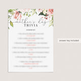 Mother's Day Trivia Game Printable & Fillable PDF