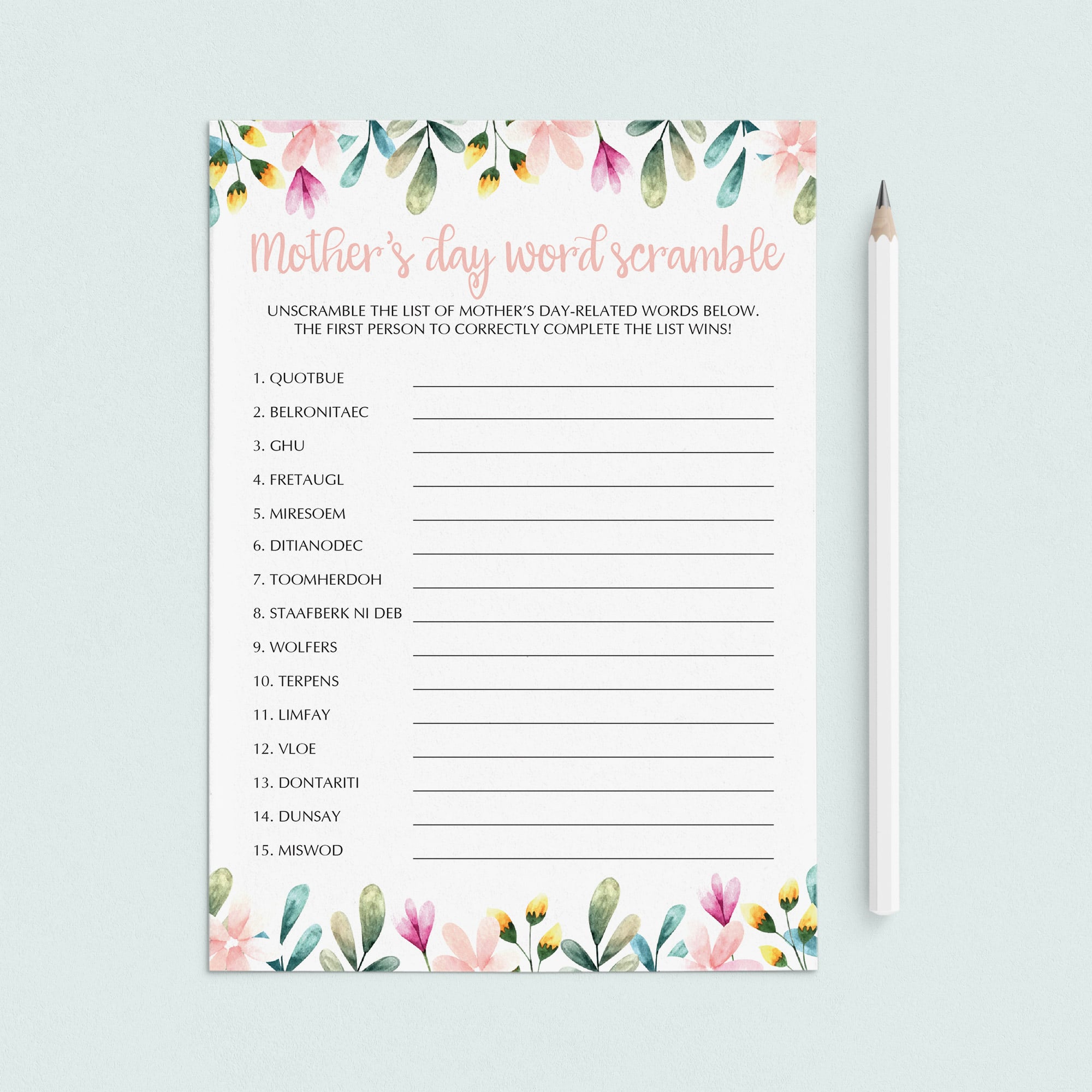 Word Scramble Game for Mother's Day Celebration by LittleSizzle