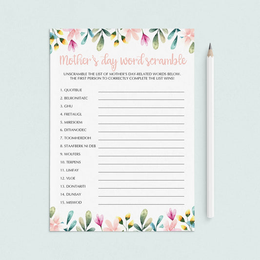 Word Scramble Game for Mother's Day Celebration by LittleSizzle