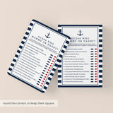 Mommy or Daddy Quiz Template for Nautical Baby Shower