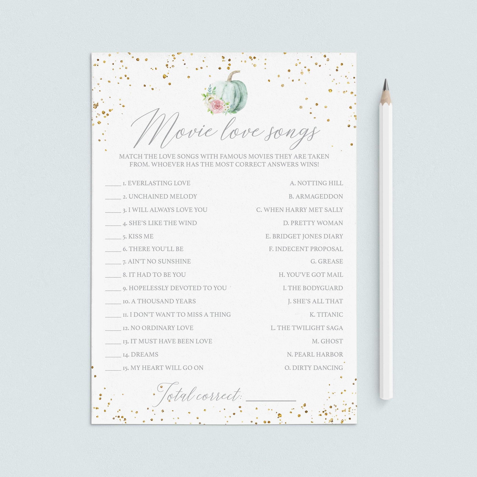 Fall Wedding Shower Game Printable by LittleSizzle