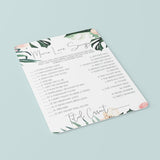 Summer Bridal Shower Love Song Match Game Printable