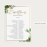 Greenery Christmas Game Movie Match Printable