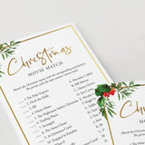 Greenery Christmas Game Movie Match Printable