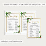 Greenery Christmas Game Movie Match Printable