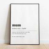 Mum Definition Print Instant Download