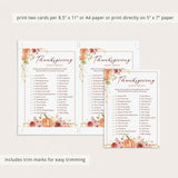 Thanksgiving Music Matching Game with Answers Printable