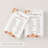 Thanksgiving Music Matching Game with Answers Printable