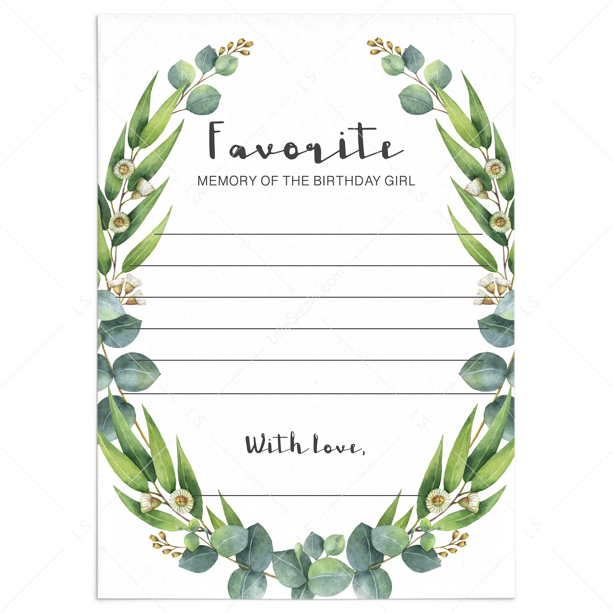 Greenery Women's Birthday Memory Game Printable by LittleSizzle