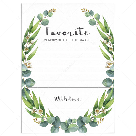 Greenery Women's Birthday Memory Game Printable by LittleSizzle