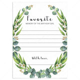 Greenery Women's Birthday Memory Game Printable by LittleSizzle