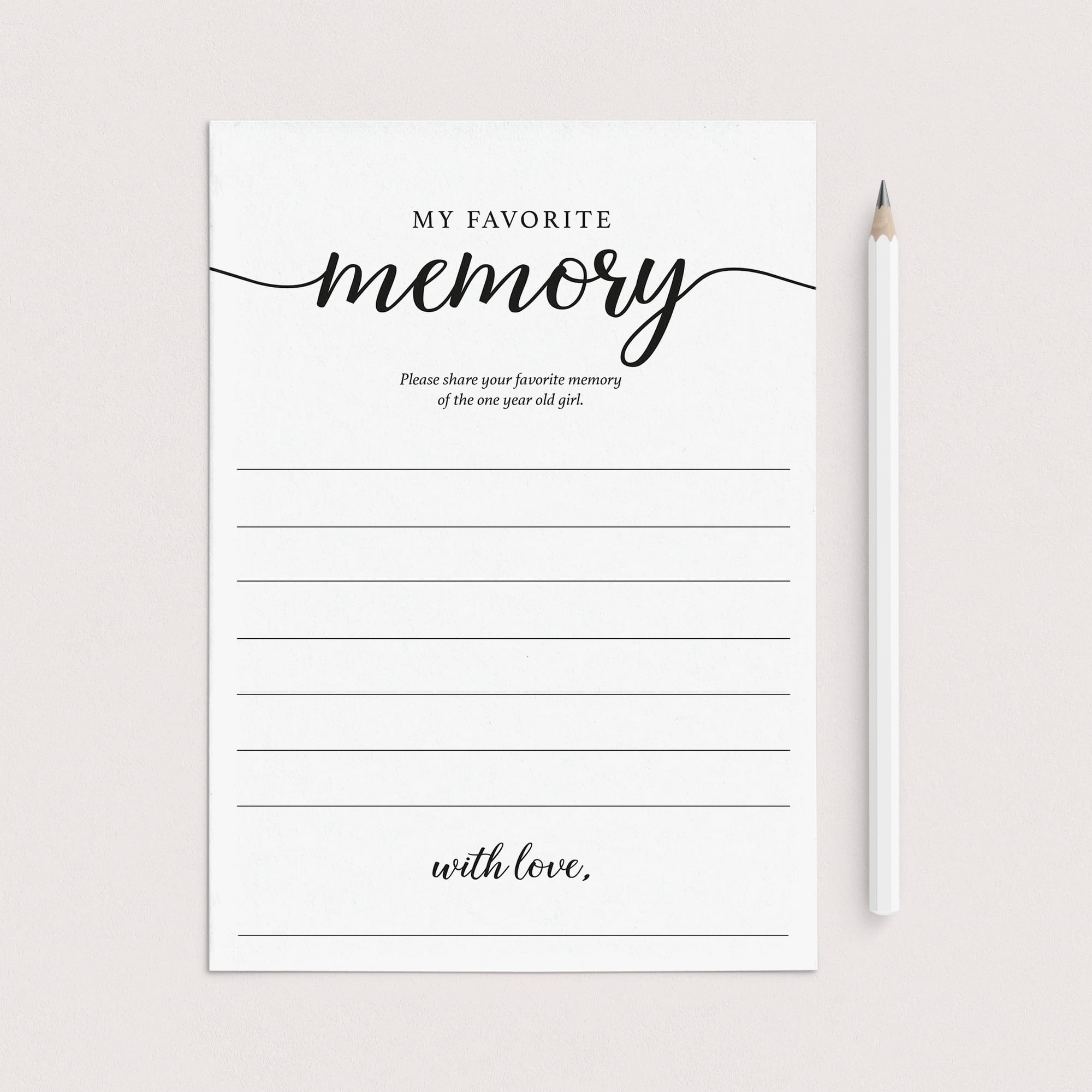 My Favorite Memory Of The One Year Old Girl Cards Printable by LittleSizzle