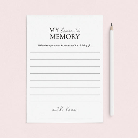 Printable Favorite Memory Of The Birthday Girl Card by LittleSizzle