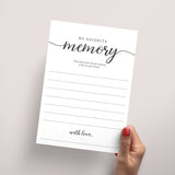 My Favorite Memory Of The One Year Old Girl Cards Printable