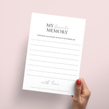 Printable Favorite Memory Of The Birthday Girl Card